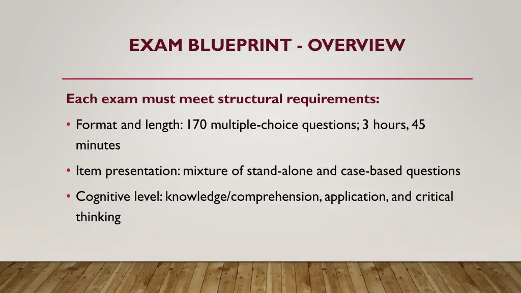 exam blueprint overview