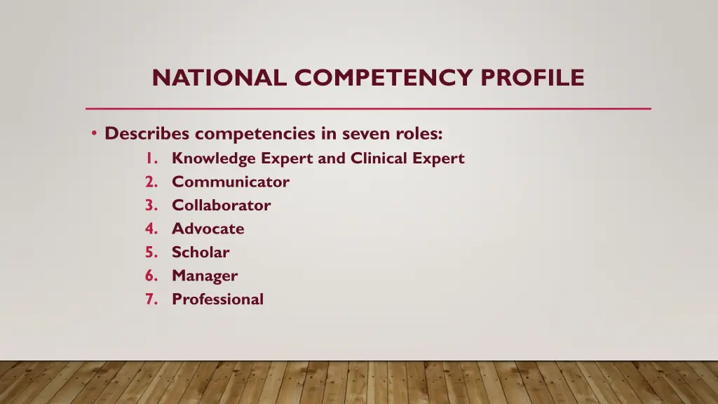 national competency profile 2