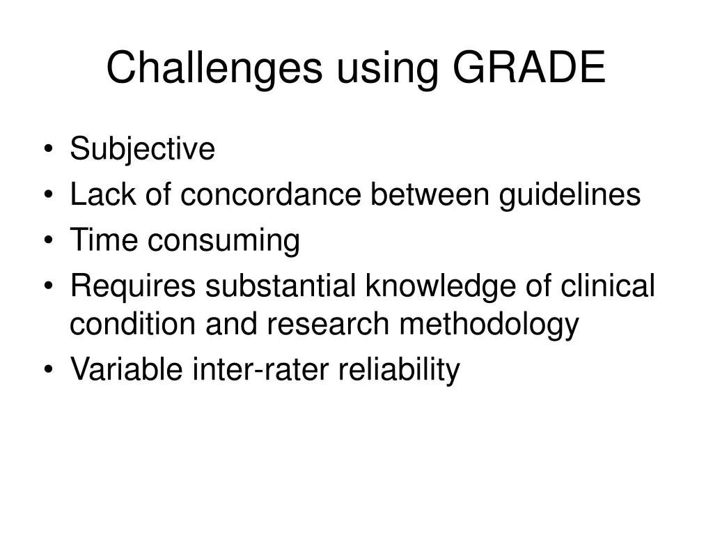 challenges using grade