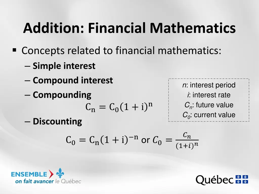 addition financial mathematics 1