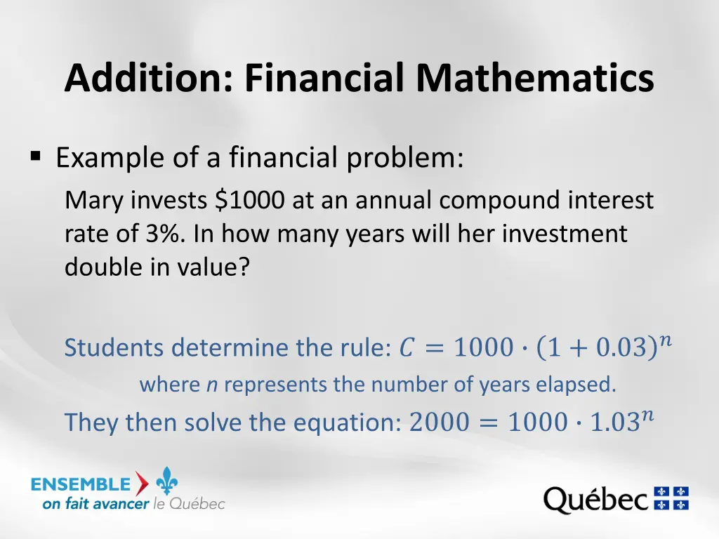 addition financial mathematics 2