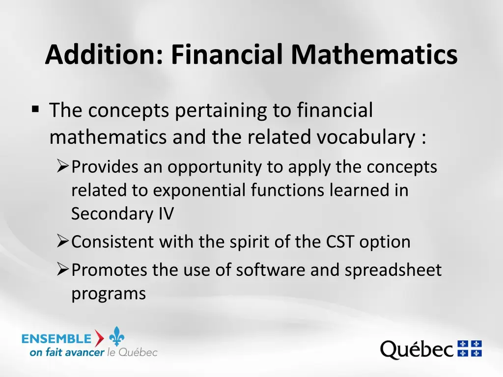 addition financial mathematics