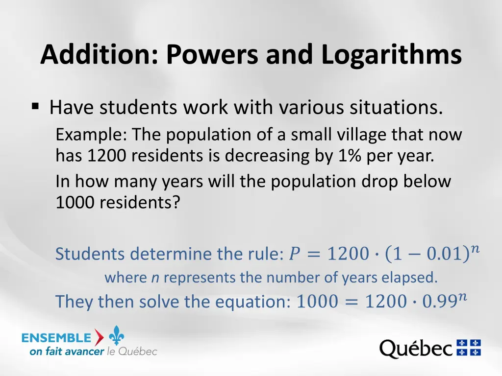 addition powers and logarithms 3