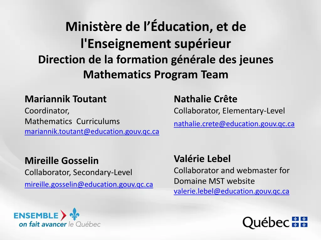 minist re de l ducation et de l enseignement
