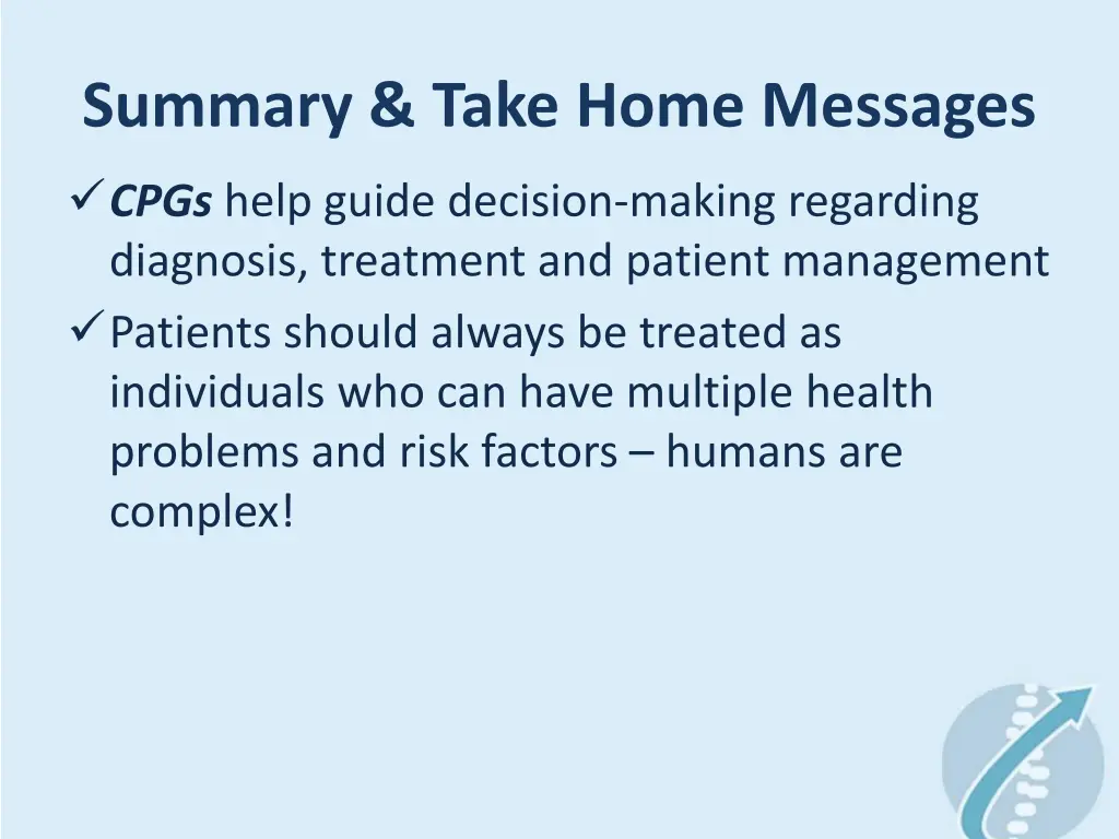 summary take home messages 1