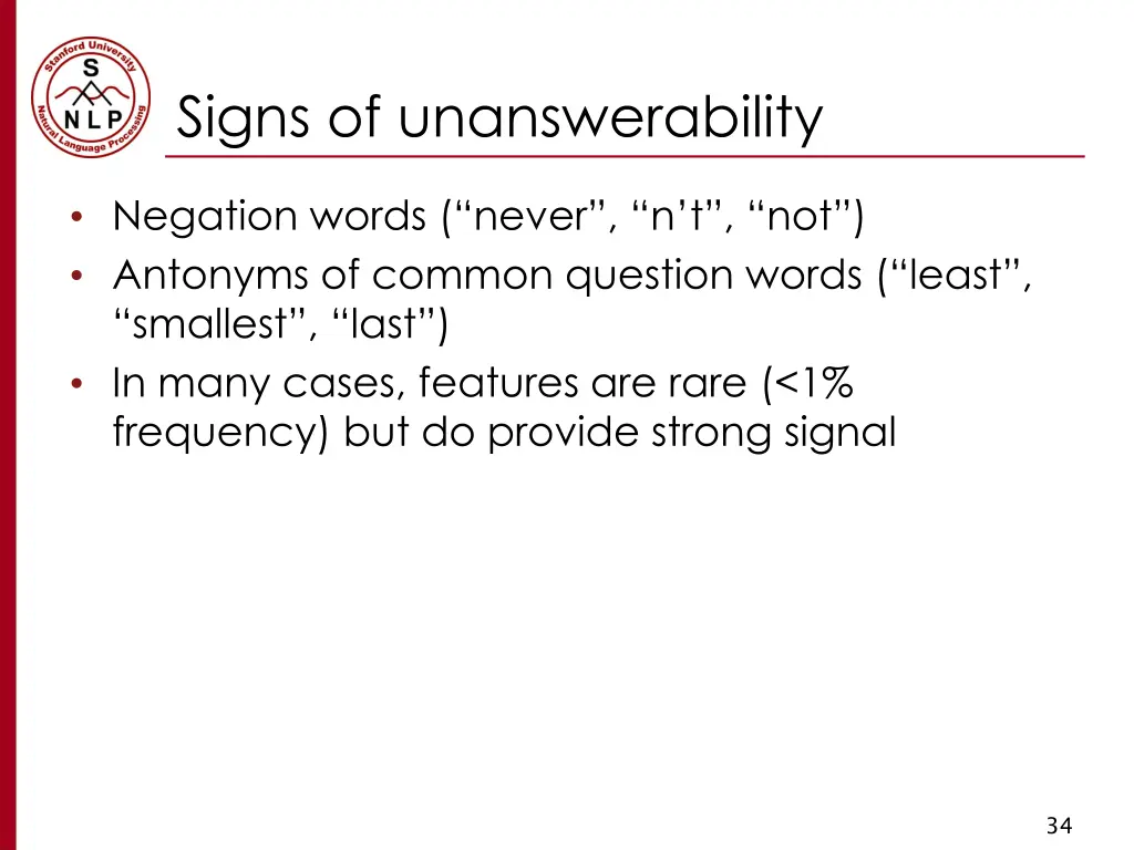 signs of unanswerability