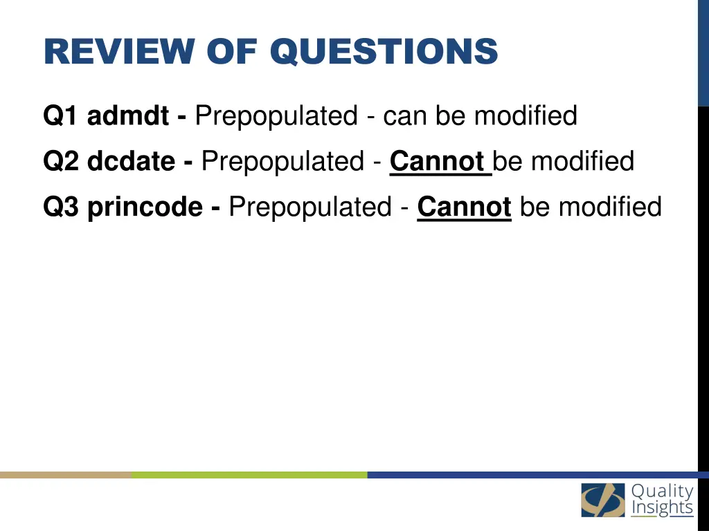 review of questions