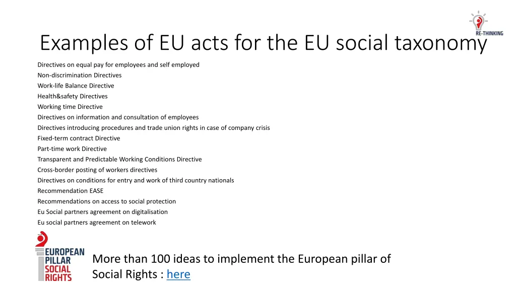 examples of eu acts for the eu social taxonomy