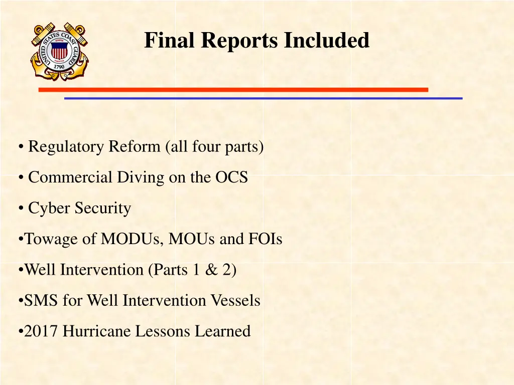final reports included