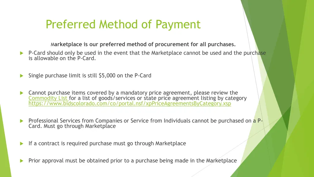 preferred method of payment