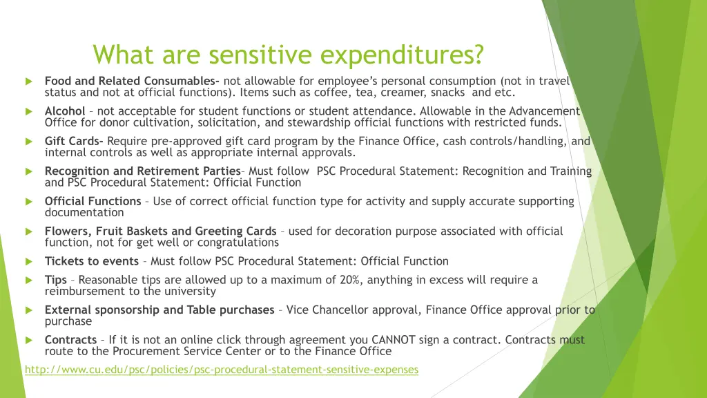 what are sensitive expenditures food and related