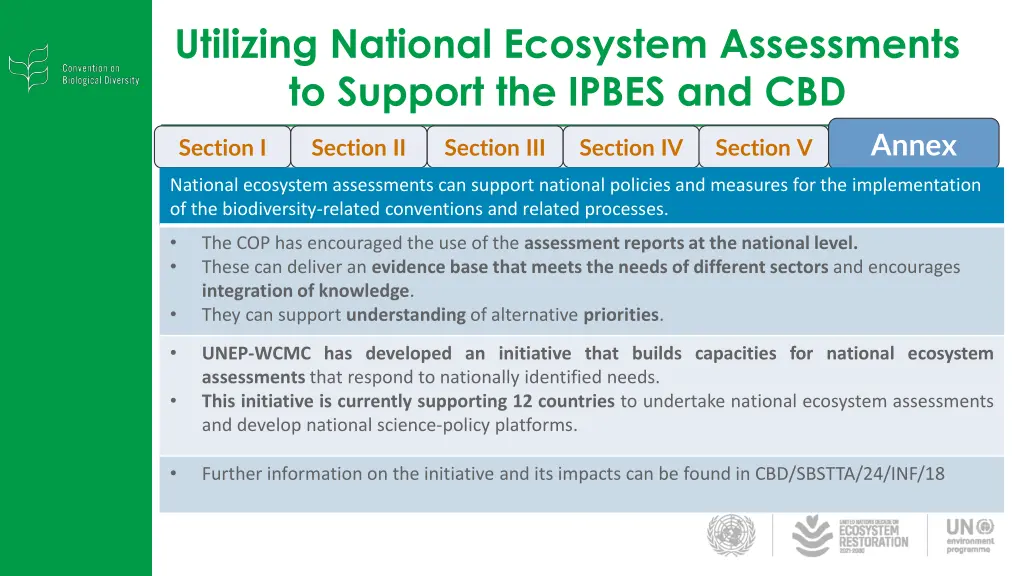 utilizing national ecosystem assessments