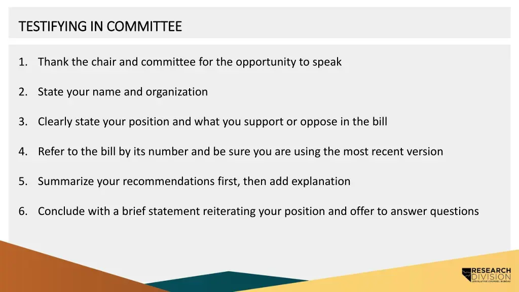 testifying in committee testifying in committee