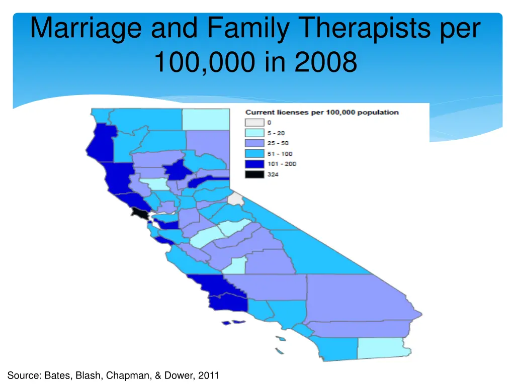marriage and family therapists per 100 000 in 2008