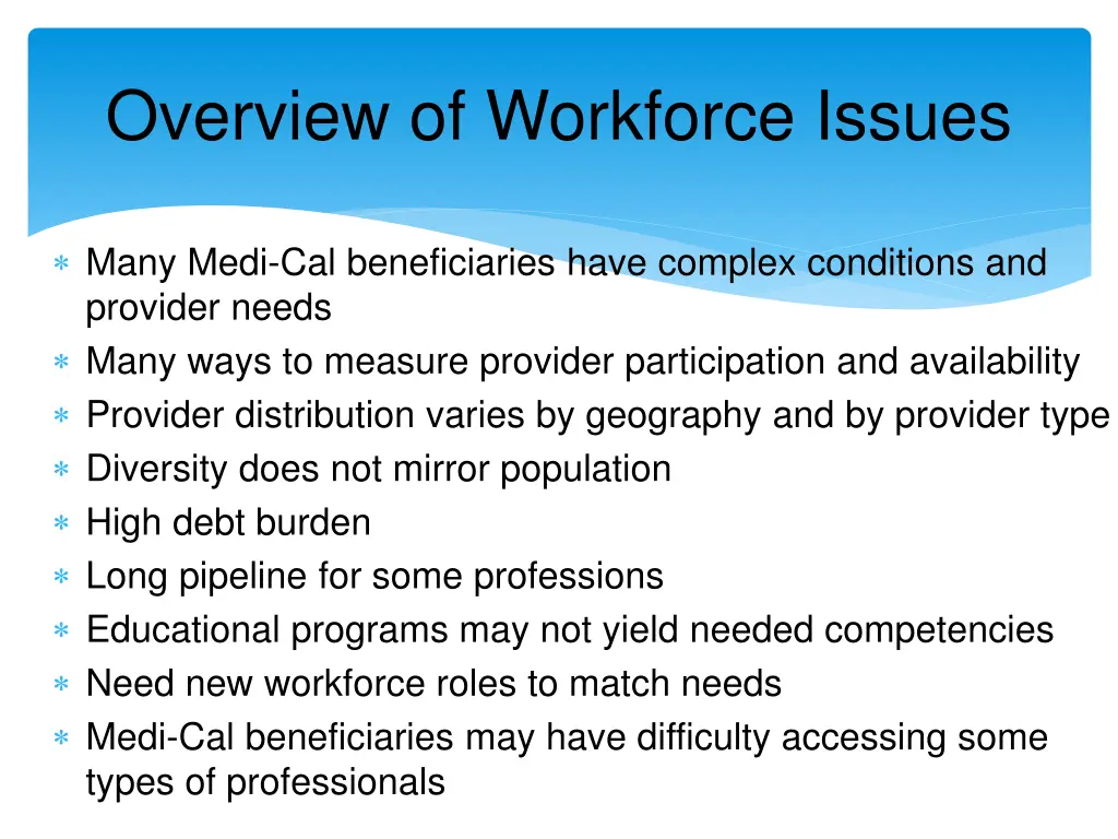 overview of workforce issues