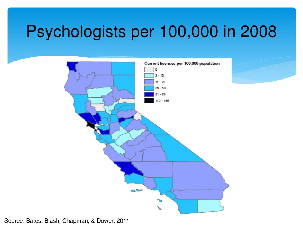 psychologists per 100 000 in 2008