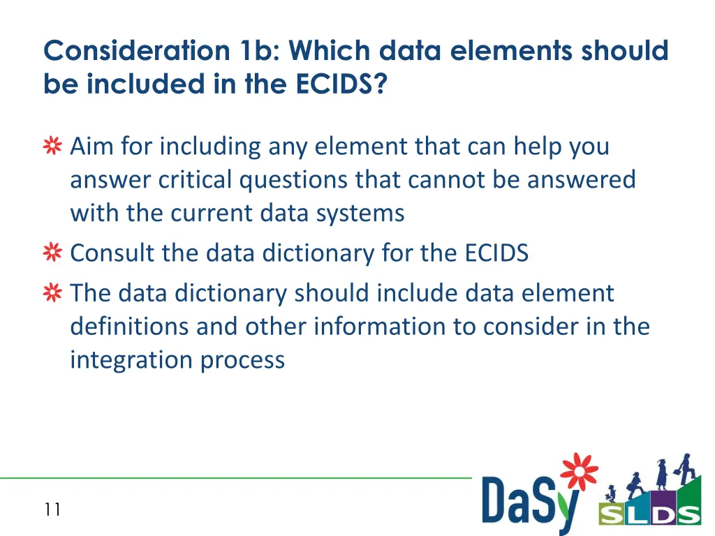 consideration 1b which data elements should