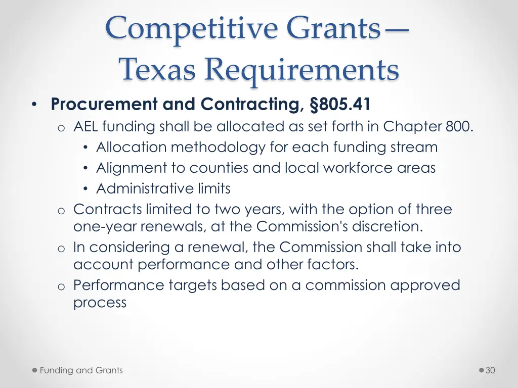 competitive grants texas requirements procurement