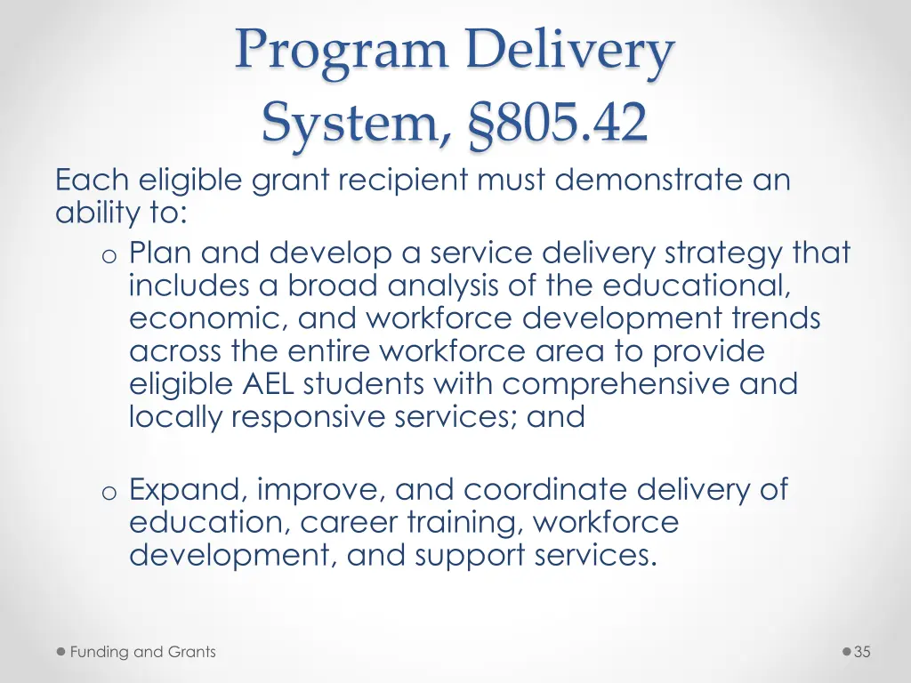 program delivery system 805 42 each eligible