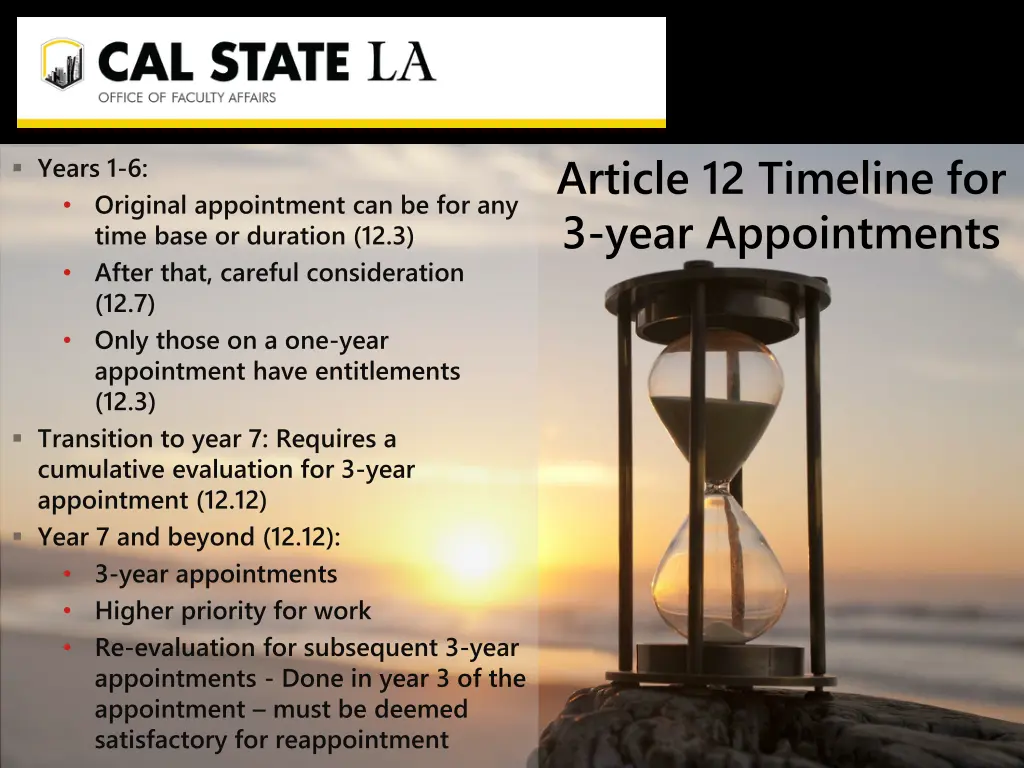 article 12 timeline for 3 year appointments