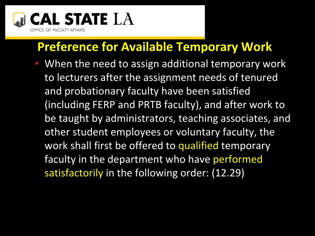 preference for available temporary work when