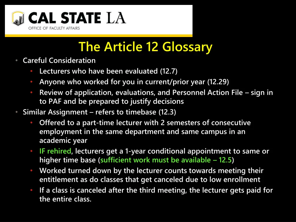 the article 12 glossary careful consideration