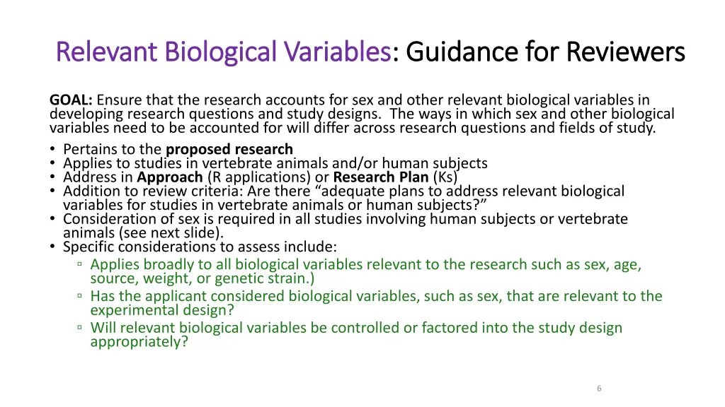 relevant biological variables relevant biological