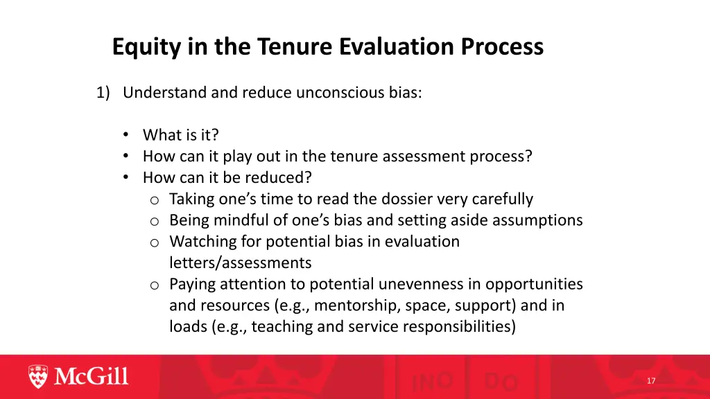 equity in the tenure evaluation process