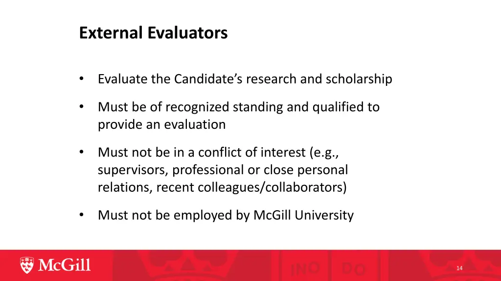 external evaluators