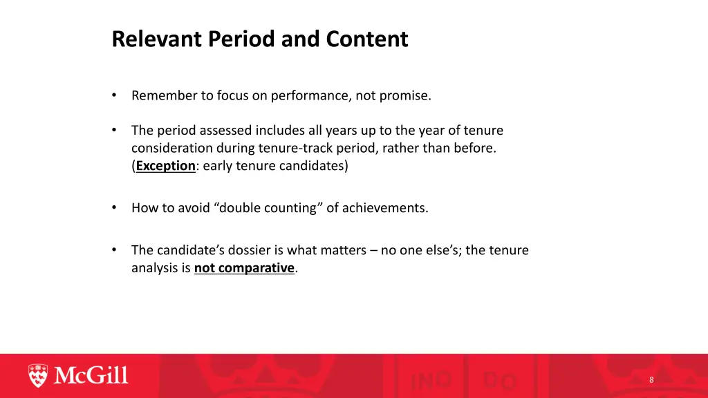 relevant period and content