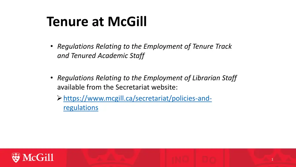 tenure at mcgill