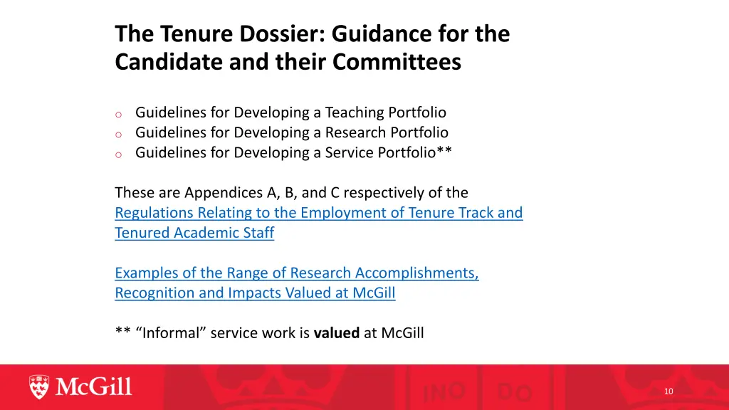 the tenure dossier guidance for the candidate