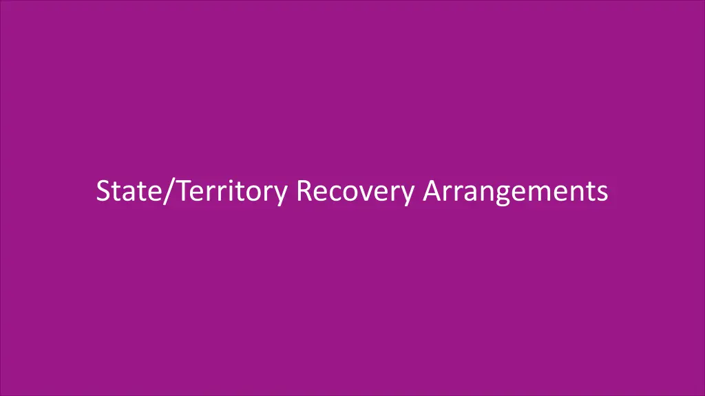 state territory recovery arrangements