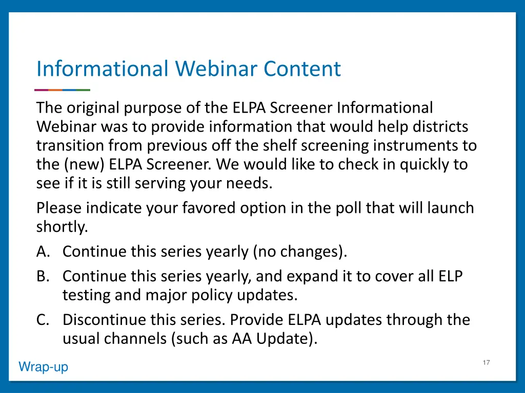 informational webinar content