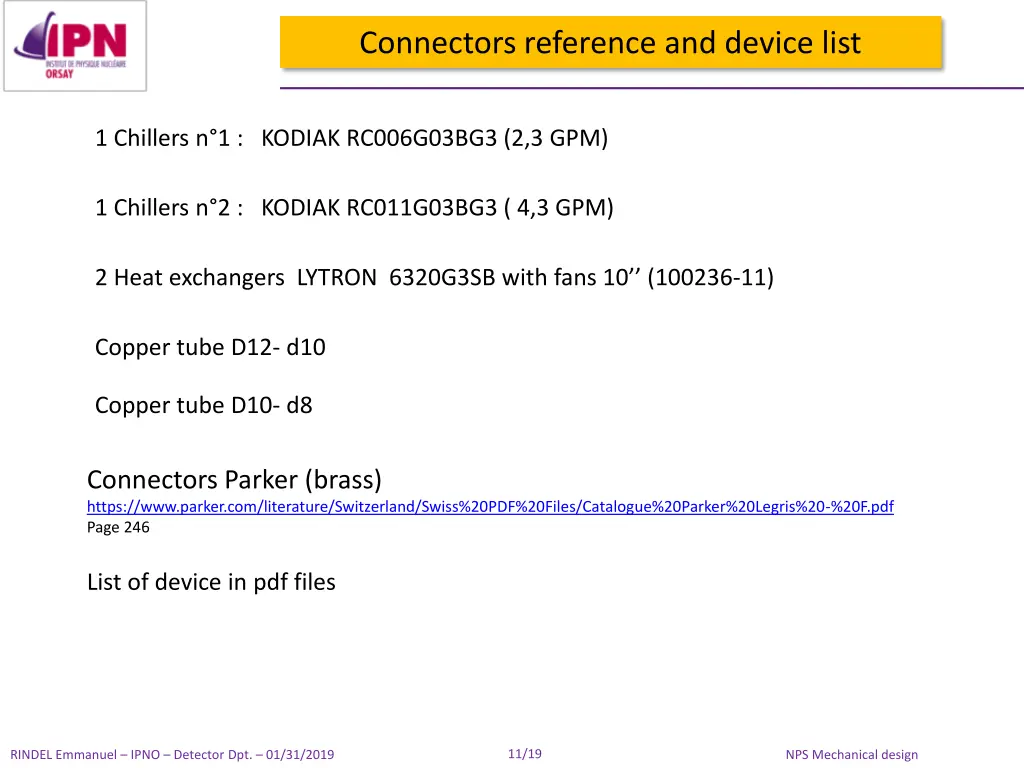 connectors reference and device list