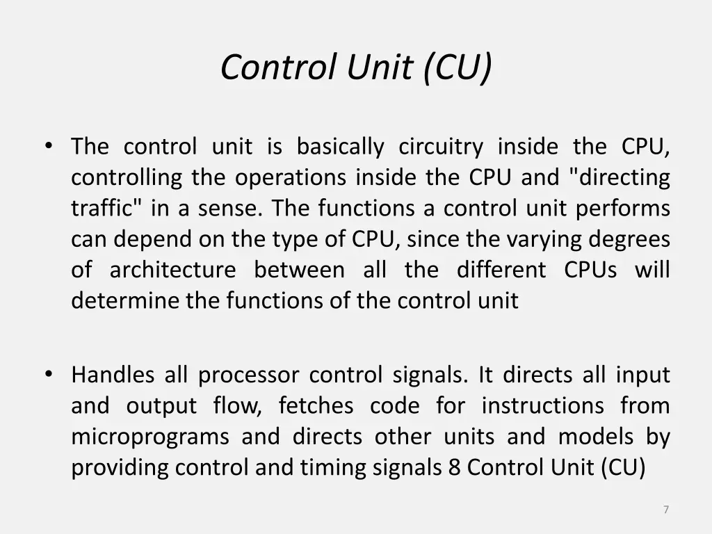 control unit cu