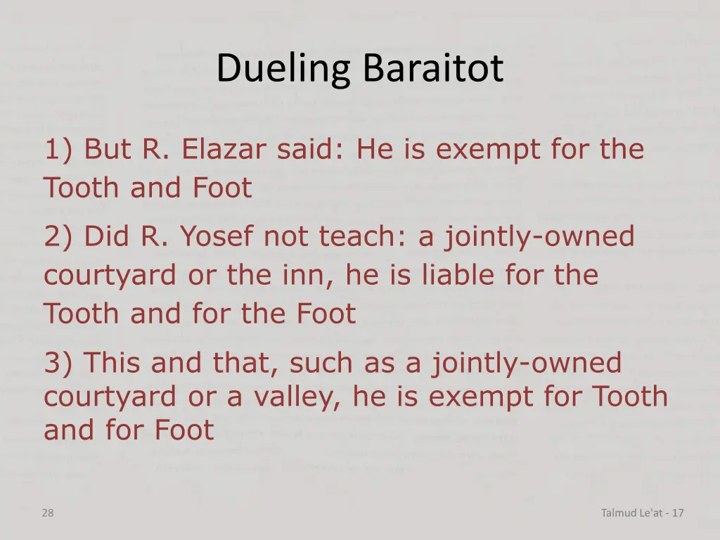 dueling baraitot