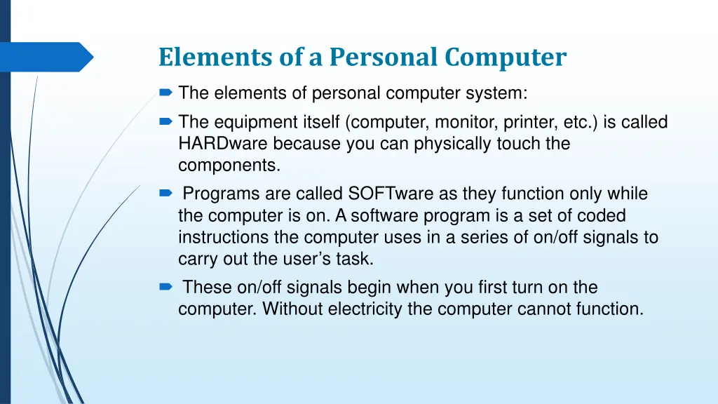 elements of a personal computer