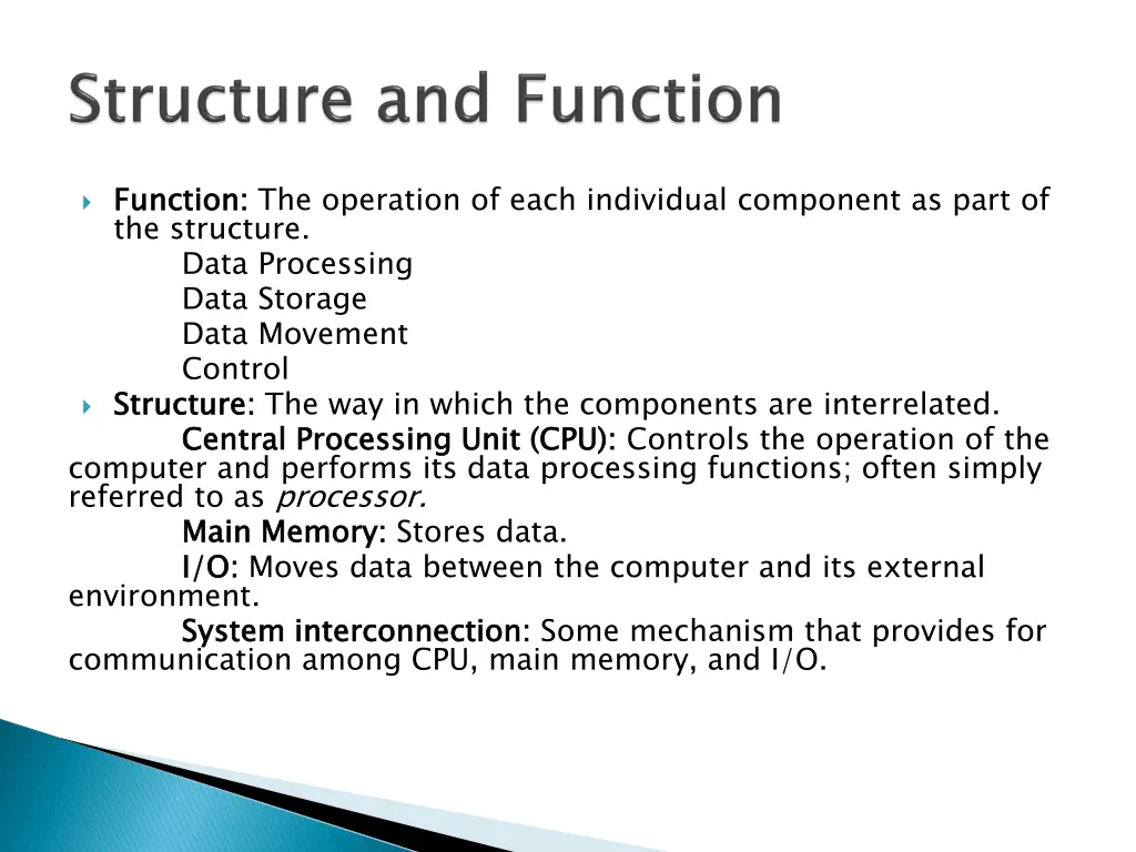 function the structure data processing data