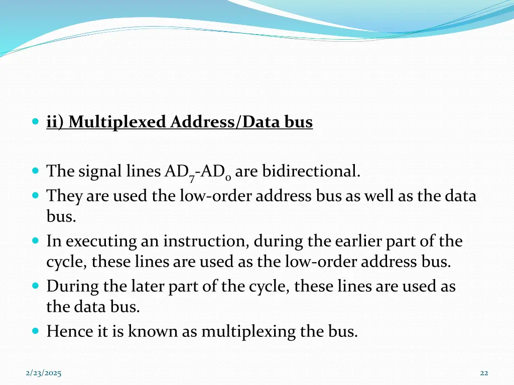 ii multiplexed address data bus