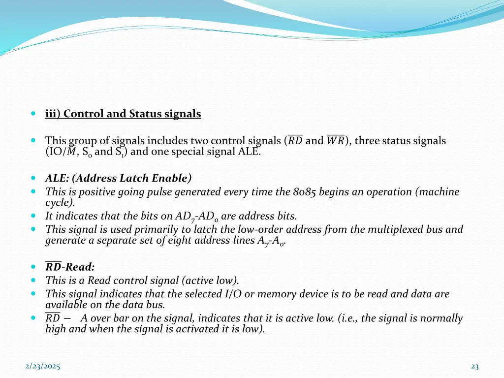 iii control and status signals