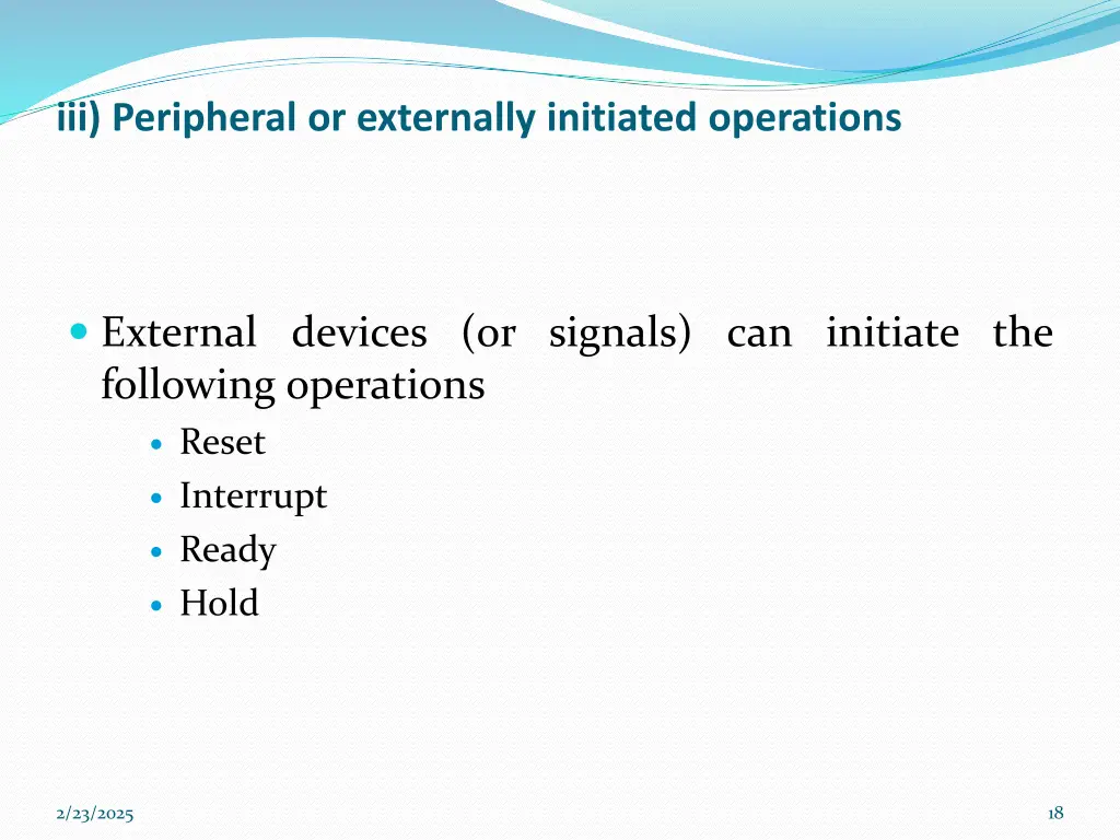 iii peripheral or externally initiated operations
