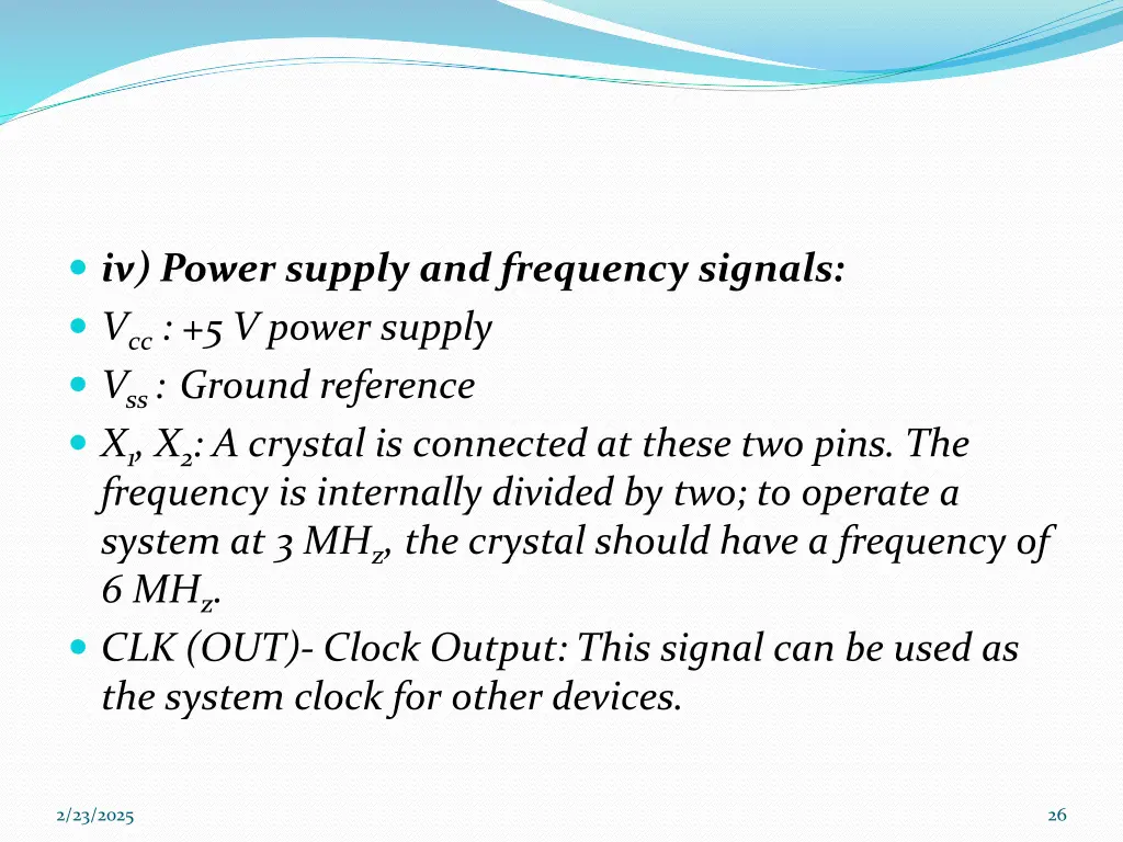 iv power supply and frequency signals