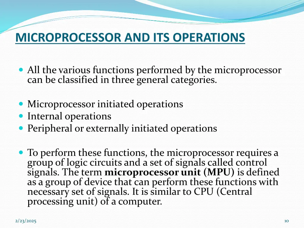 microprocessor and its operations