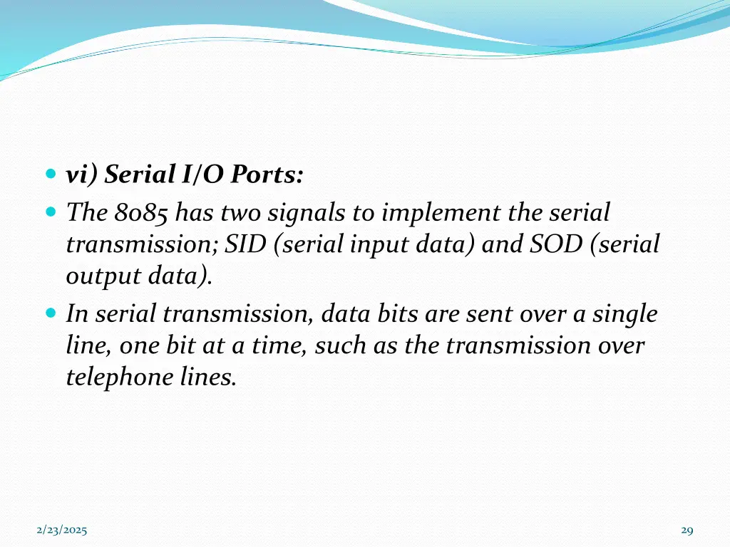 vi serial i o ports the 8085 has two signals
