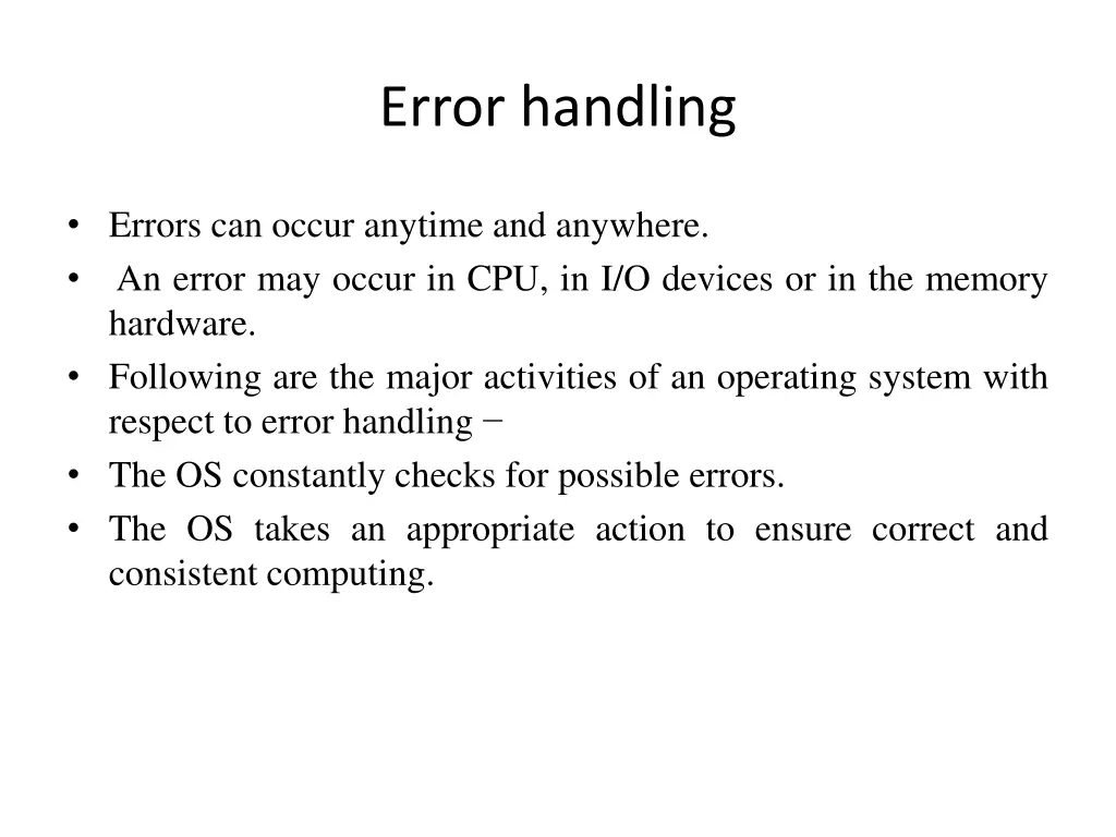 error handling