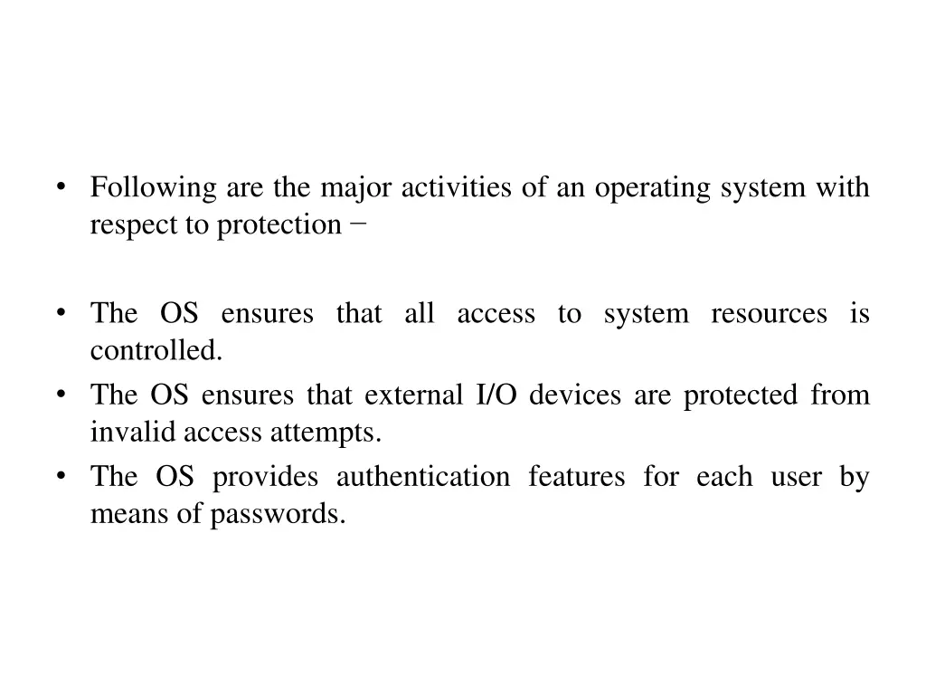 following are the major activities 2