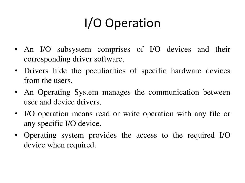 i o operation