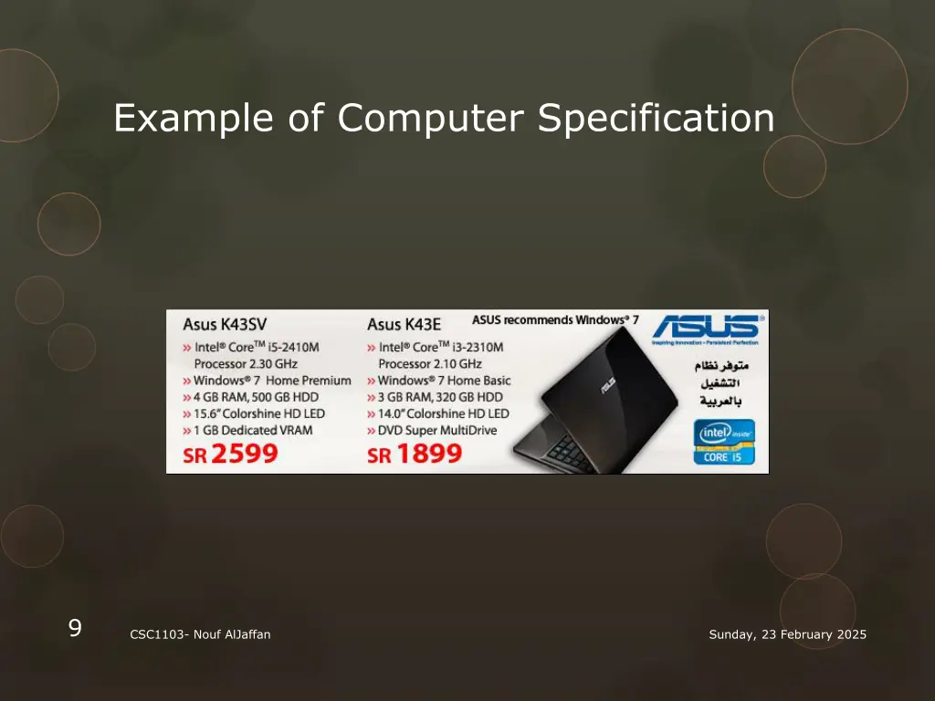 example of computer specification
