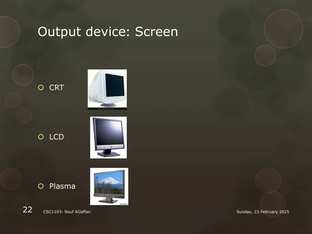 output device screen